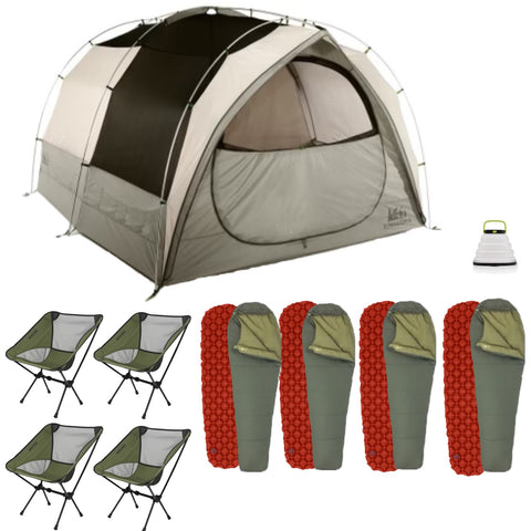 ROCKY MOUNTAINS:     4 Person Camping  Tent & Gear Rental:    Minimalist Package